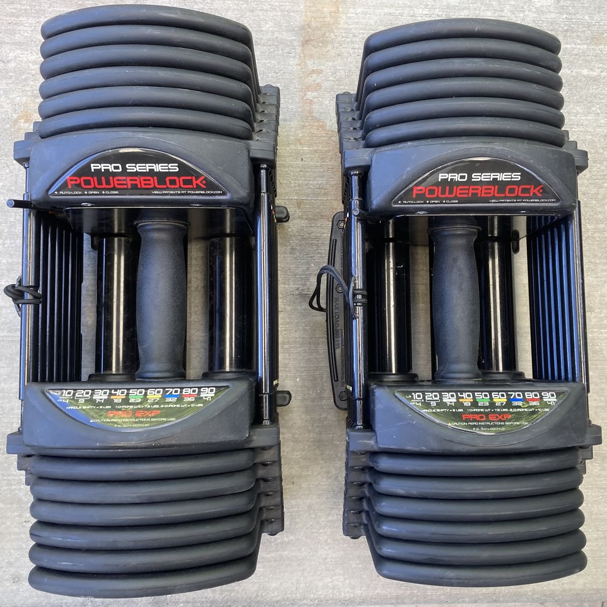PowerBlock Pro EXP 90 Adjustable Weights Dumbbells (Pair) - 5-90 lbs per hand, Space Saving Design