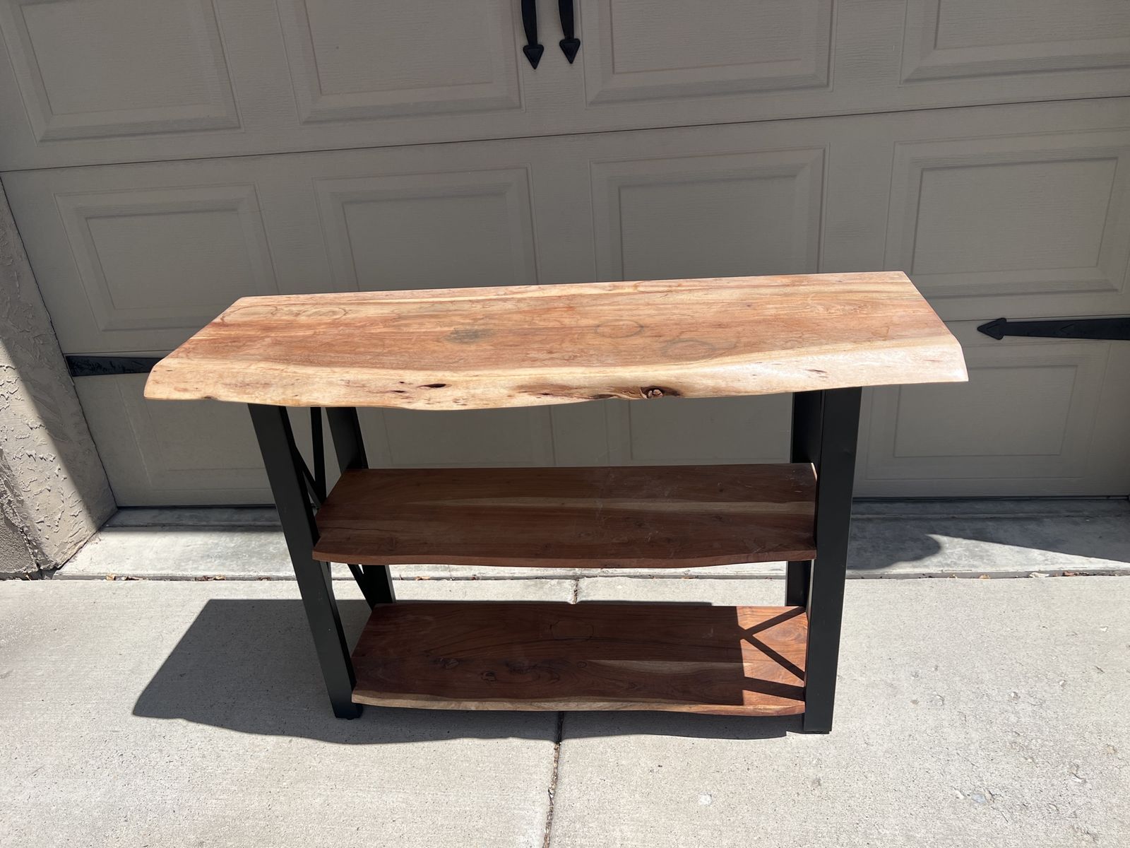 Live Edge Wood and Metal Bookshelf