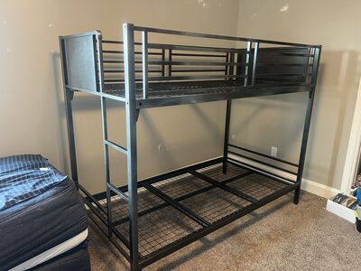 Twin Bunk Bed. Grey Metal. Modern. NOT IKEA