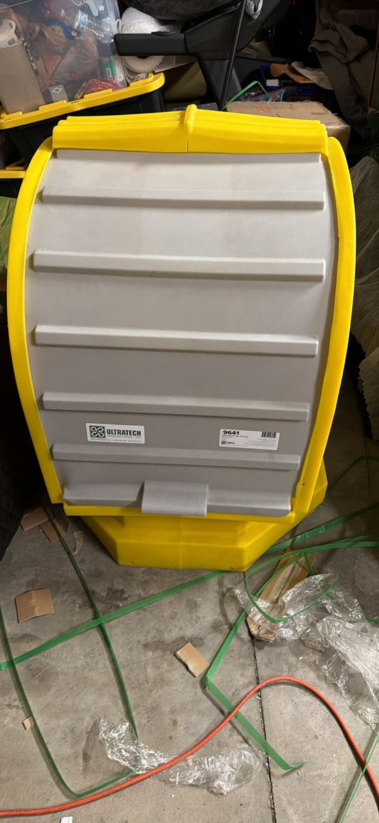 New Ultratech 9641 Poly-Spill Pallet, Yellow/Gray, 66 Gallon Capacity, Chemical Spill Containment