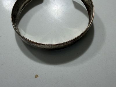 Vintage Metal Cuff Bracelet Silver Tone Open Bangle
