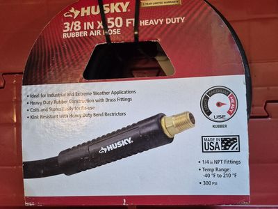 Husky 3/8 in x 50ft Heavy-Duty Rubber Hose - blck