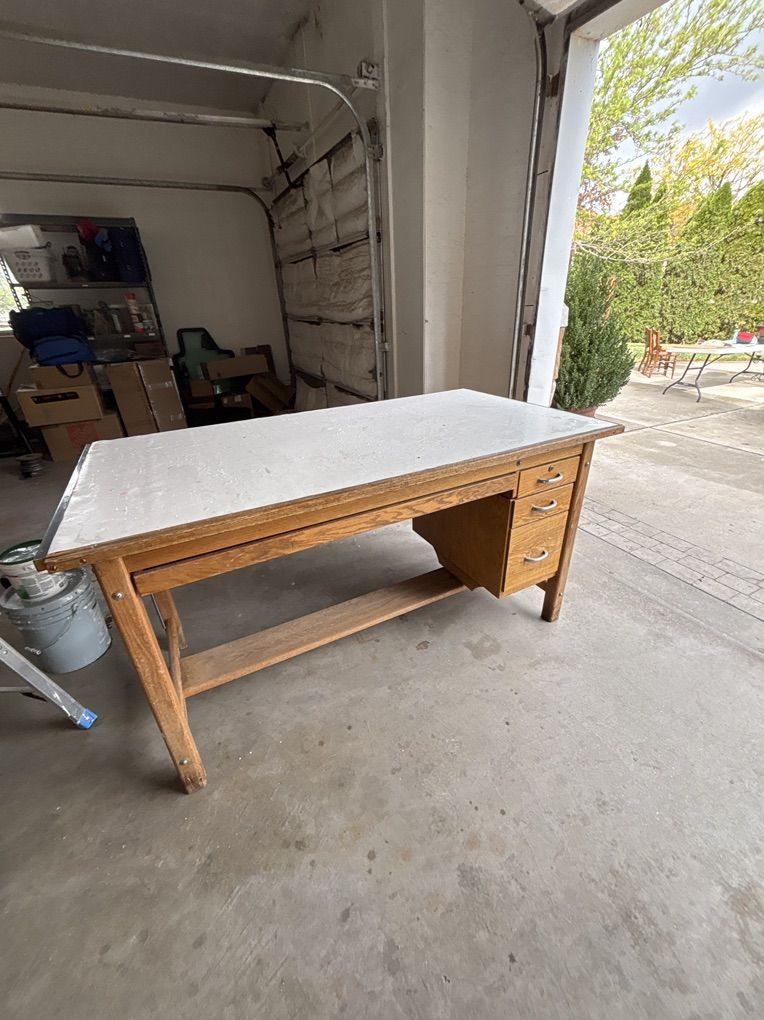 Solid Oak Drafting Table