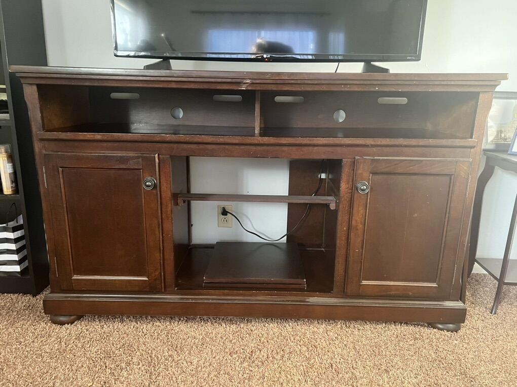 Large Wooden Tv Stand - Tall & Sturdy