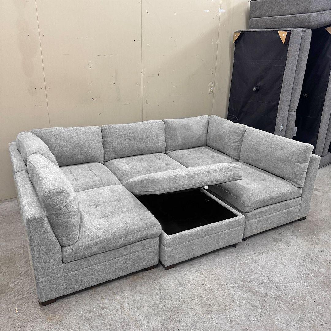 Gray/Beige Modular Sectional Couch - Delivery Available