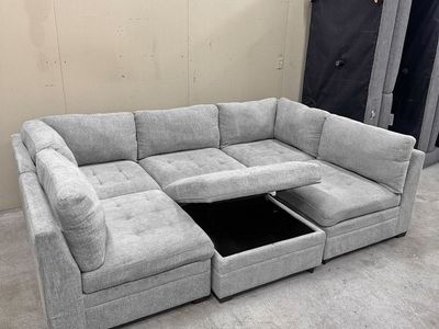 Gray/Beige Modular Sectional Couch - Delivery Available