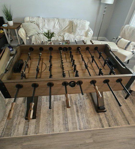 Rustic Wood Foosball Table with Metal Accents - Full Size Soccer Game Table