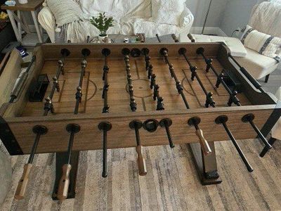 Rustic Wood Foosball Table with Metal Accents - Full Size Soccer Game Table