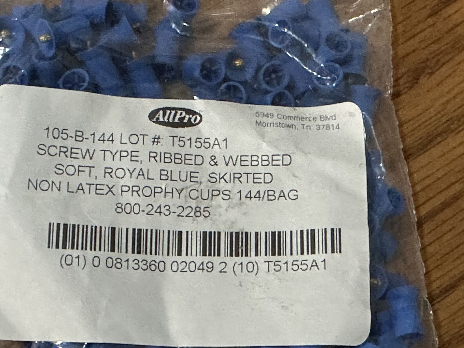 Prophy Cups, AllPro #105-B144. 4pk-144/bag. Screw type, Ribbed & Webbed, Soft, Non-Latex