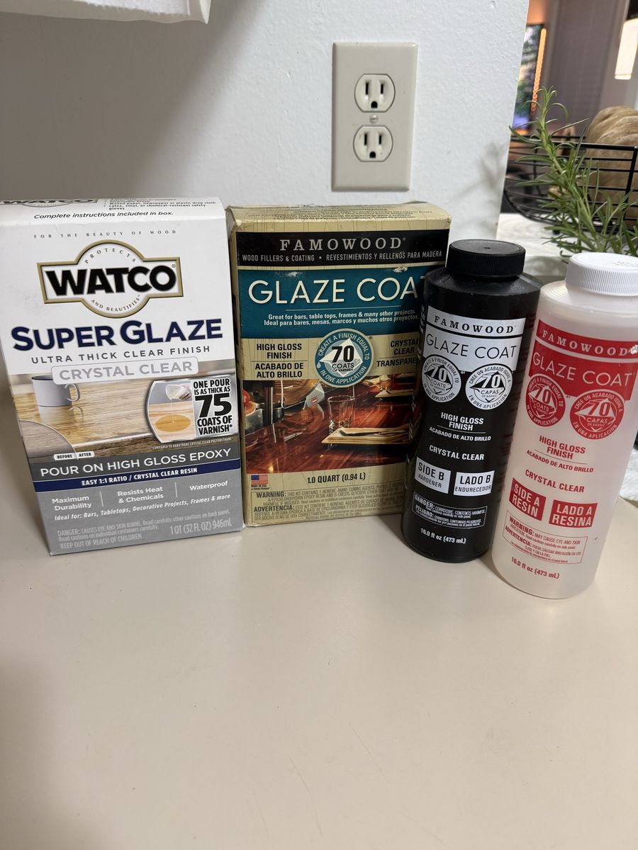 Watco Super Glaze & Famowood Glaze Coat High Gloss Crystal Clear Epoxy Resin 1 Qt Kits
