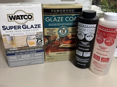Watco Super Glaze & Famowood Glaze Coat High Gloss Crystal Clear Epoxy Resin 1 Qt Kits