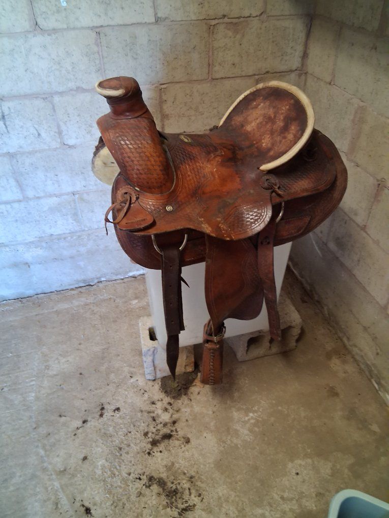 Texas Saddlery Hand Made Tooled Leather Saddle - Used