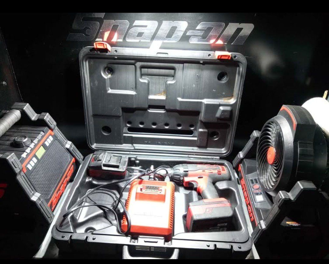 Snap On Tool 18 Volt Hammer Drill -Fan-Bluetooth Speaker.