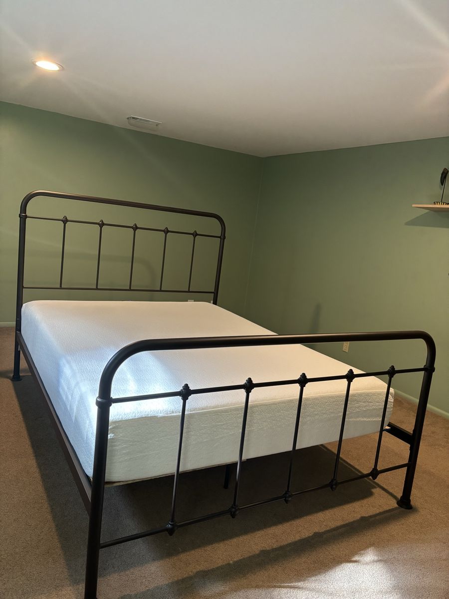 Black metal bed frame - queen size
