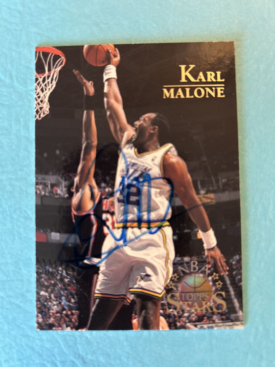 Karl Malone Certified Autograph 1995 Topps Stars Autograph W/COA Utah Jazz Hand Signed Basketball Card