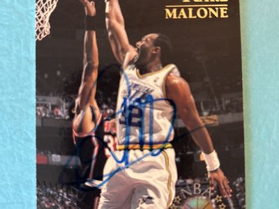 Karl Malone Certified Autograph 1995 Topps Stars Autograph W/COA Utah Jazz Hand Signed Basketball Card