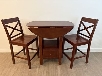 Pup Set Drop Leaf Table with Two Tall Chairs and Storage Drawer -Target Brand