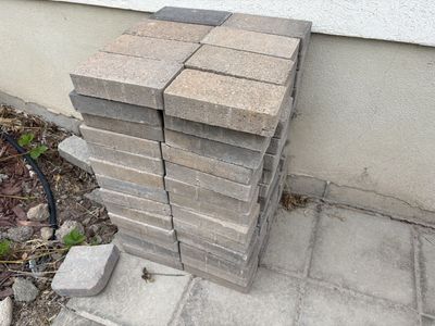 Used Concrete Pavers - 104 pieces, Gray/Tan Blend, 4"x8"