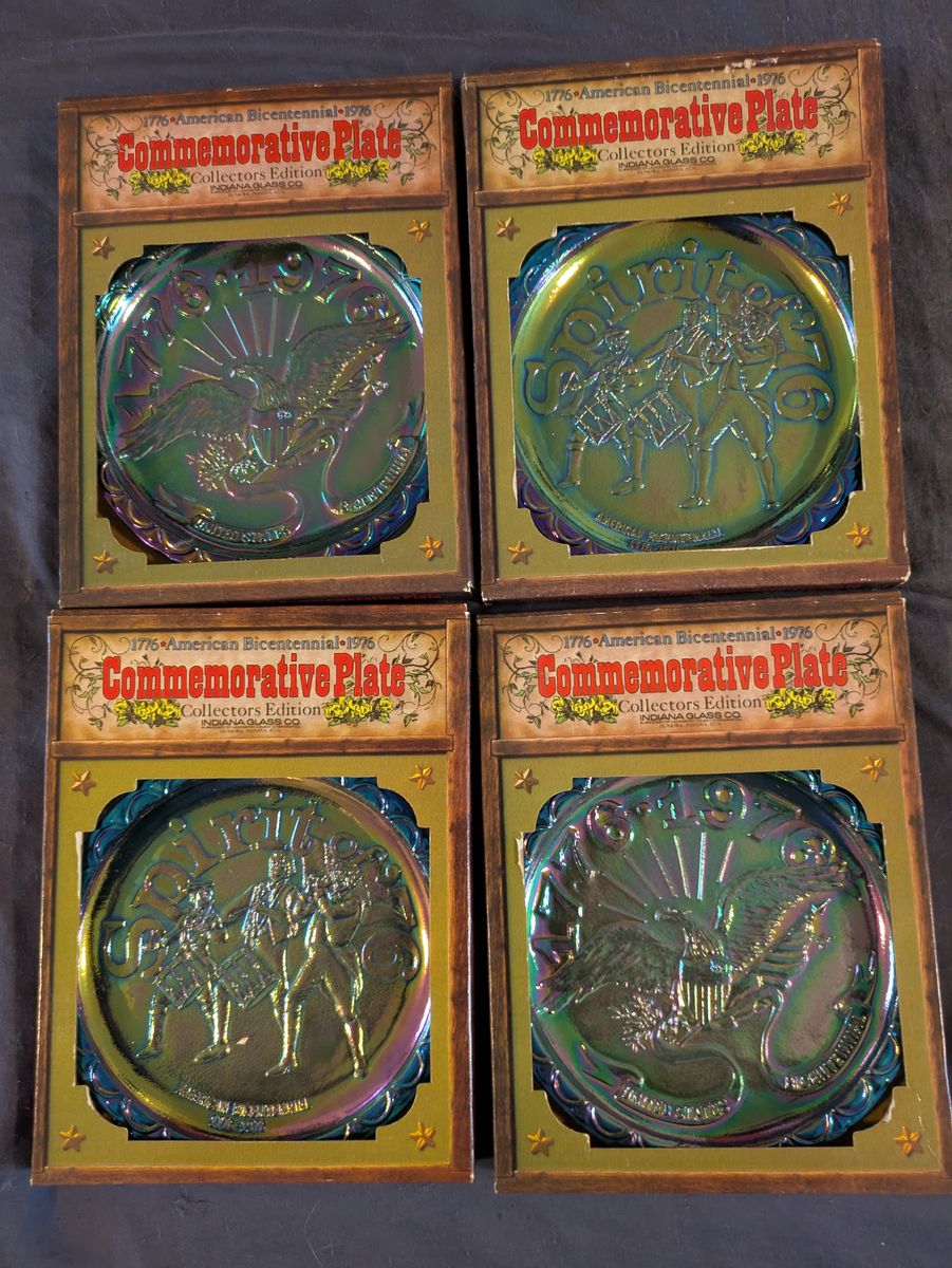 Semiquincentennial Bicentennial Carnival glass Commemorative Plates 4th of July