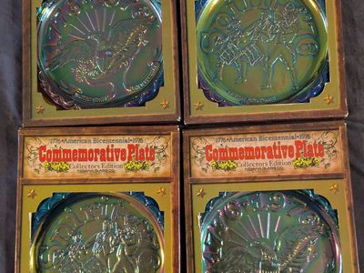 Semiquincentennial Bicentennial Carnival glass Commemorative Plates 4th of July
