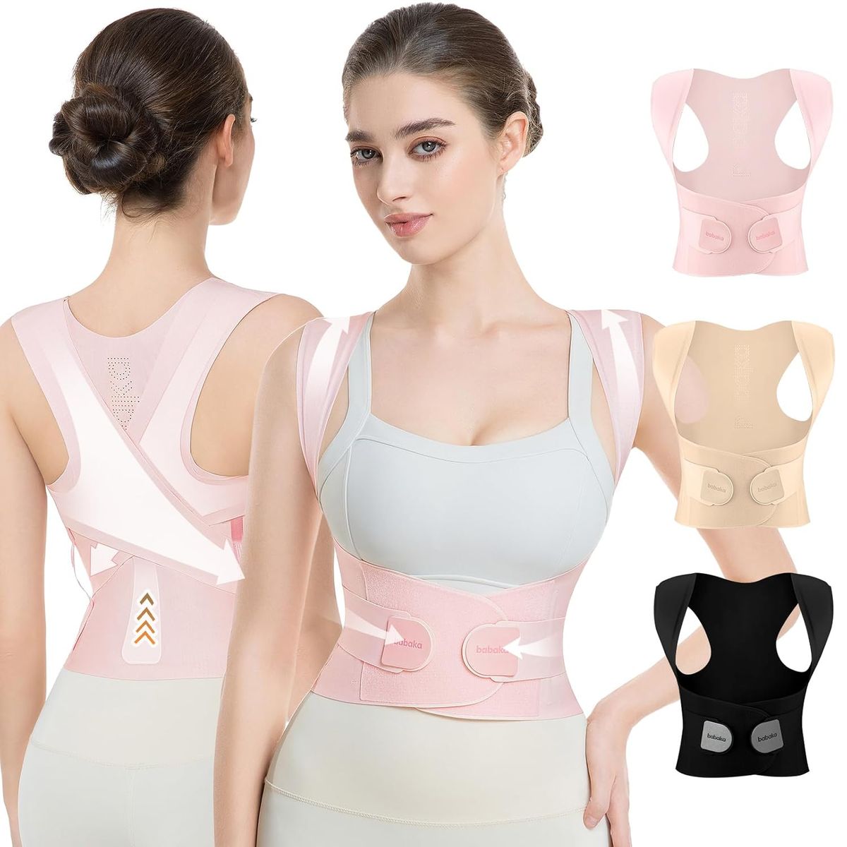 NEW Posture Corrector for Women, Invisible Lightweight Adjustable Back Brace for Upper/Lower Back(Pink, Large, Waist: 35''-42'')