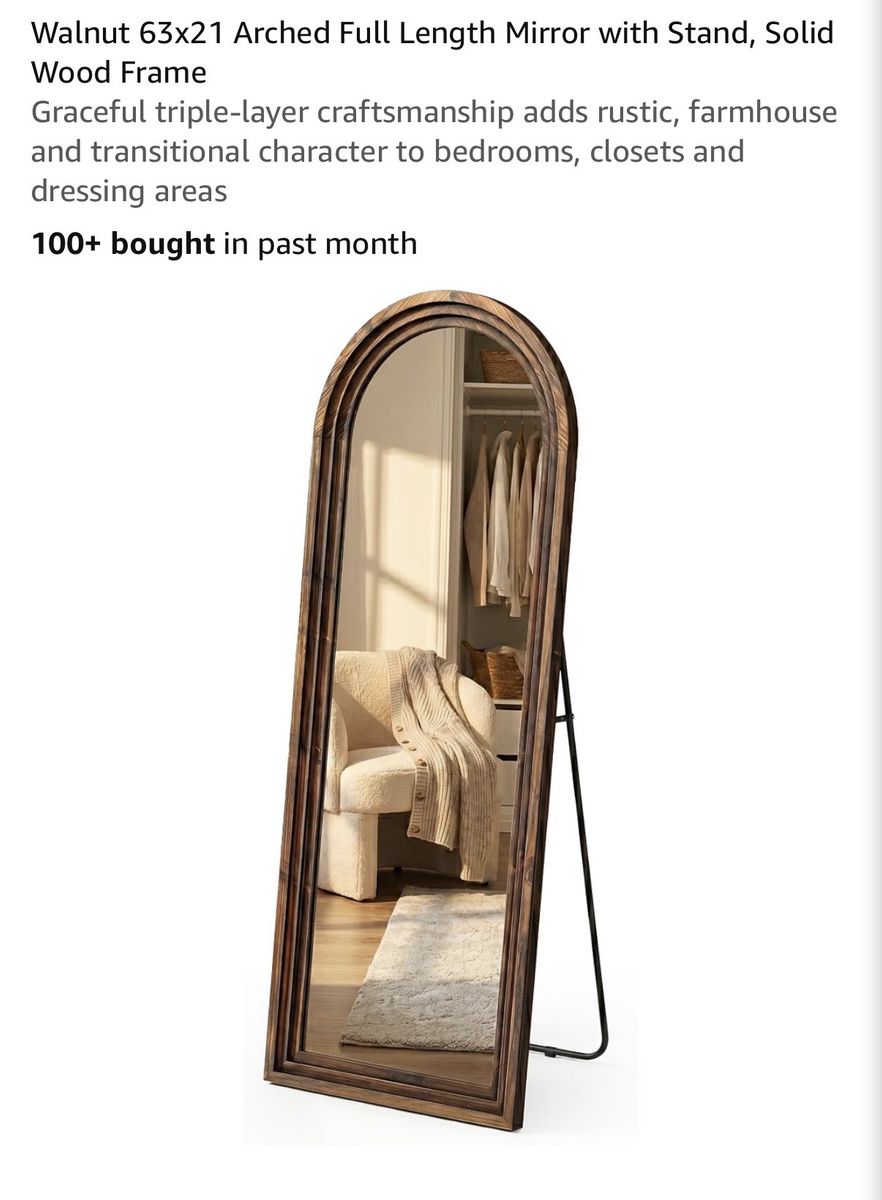Pocetry  63x21 Arched Full Length Mirror with Stand