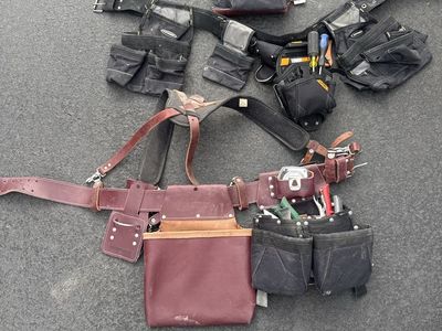 Gatorback & Voyager Work Belts with Suspenders and Tool Pouches Lot