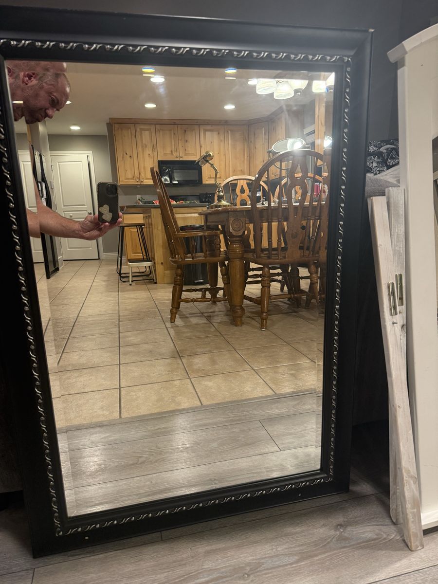 Large Black Decorative Framed Wall Mirror