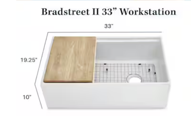 Sinkology Bradstreet II 33 in. Farmhouse Undermount White Fireclay Workstation Sink