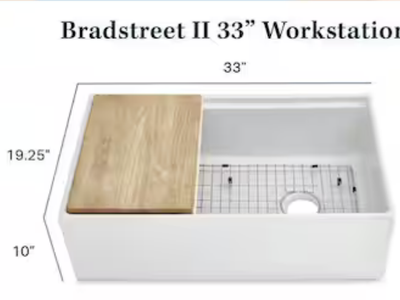 Sinkology Bradstreet II 33 in. Farmhouse Undermount White Fireclay Workstation Sink