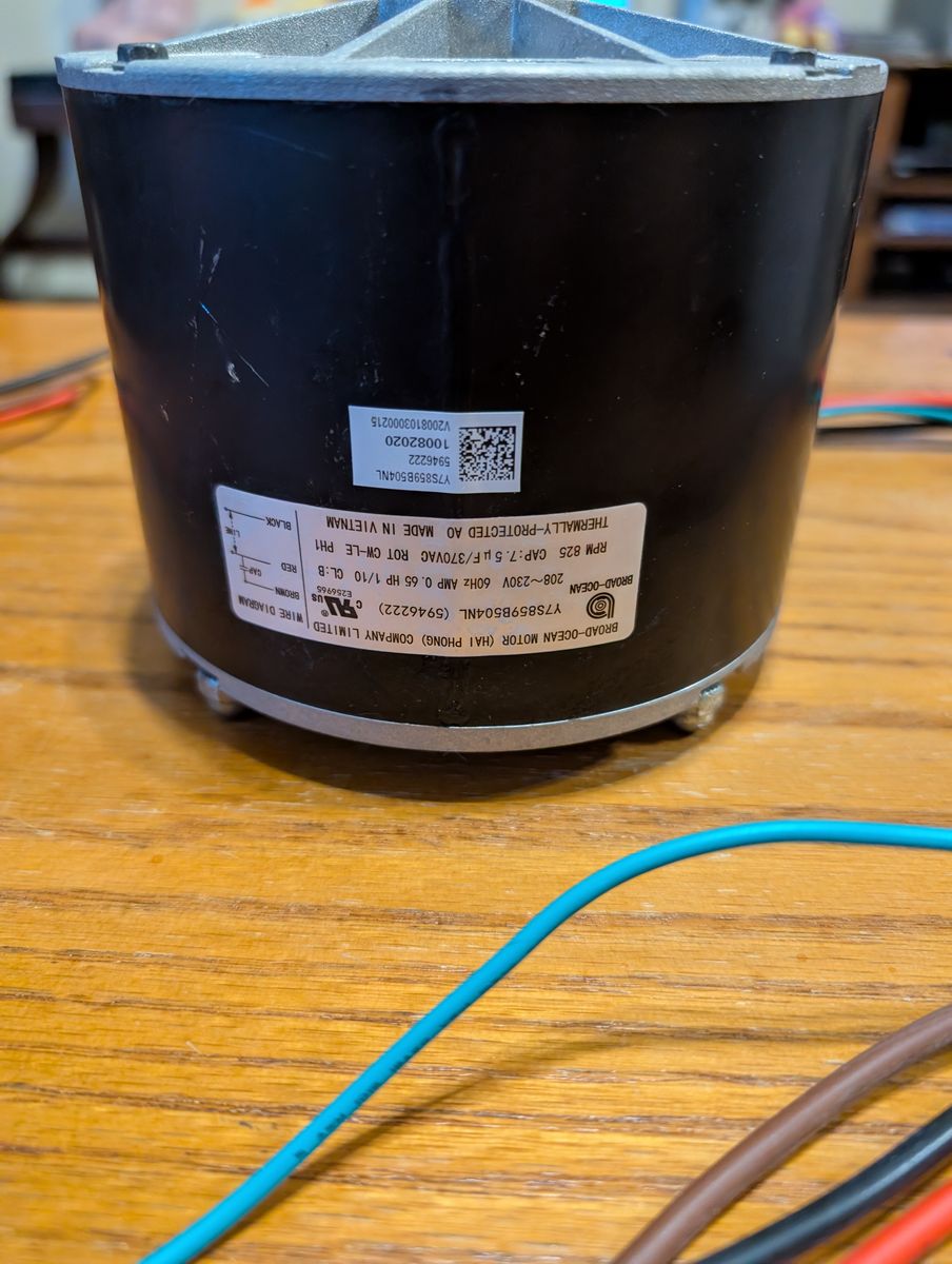 Broad-Ocean 208-230V HVAC Condenser Fan Motor 0.65 HP 825 RPM