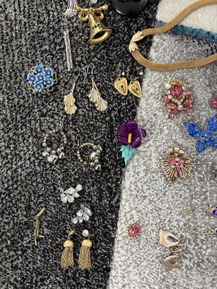 Grandma’s Vintage Costume Jewelry Lot - Brooches, Earrings, Bracelets, and Necklaces
