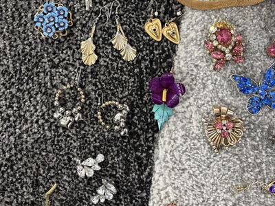 Grandma’s Vintage Costume Jewelry Lot - Brooches, Earrings, Bracelets, and Necklaces