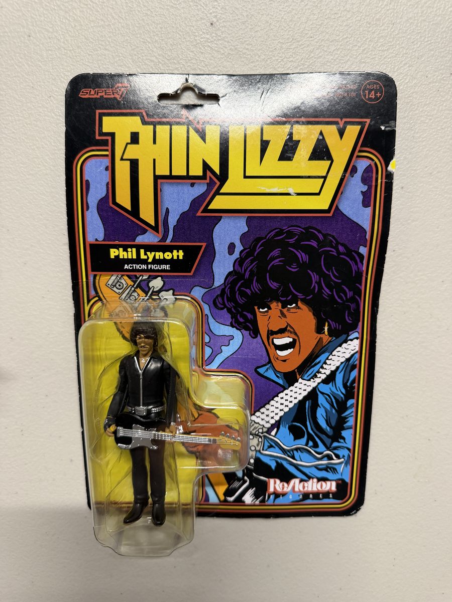 Thin Lizzy Phil Lynott Super 7 ReAction Action Figure Black Leather Sealed