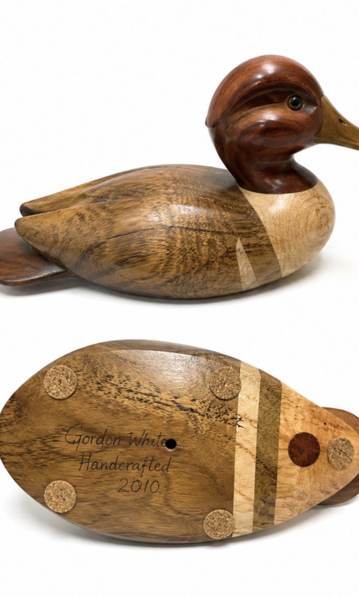 Handcrafted Wooden Duck Decoy Sculpture by Gordon White (2010)