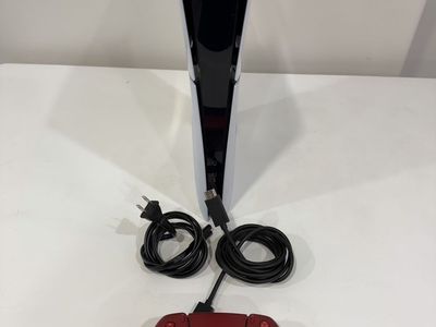 Sony PlayStation 5 PS5 Disc Console with Red Controller and Power/USB Cables