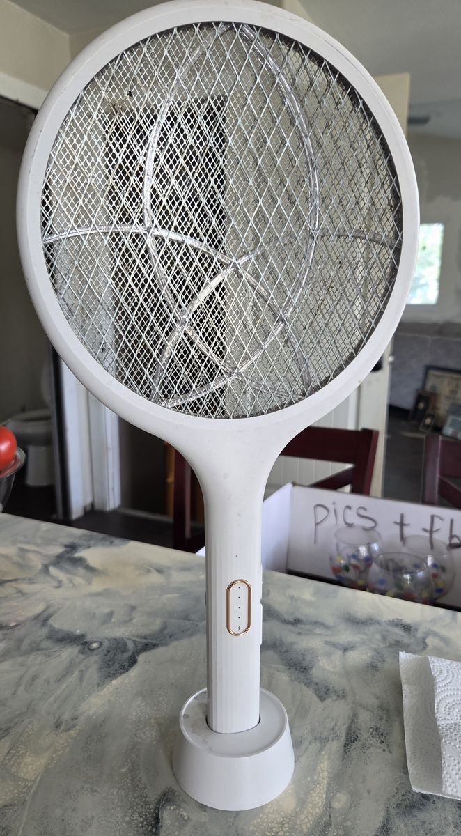 Rechargeable Electric Bug Zapper Racket with Stand