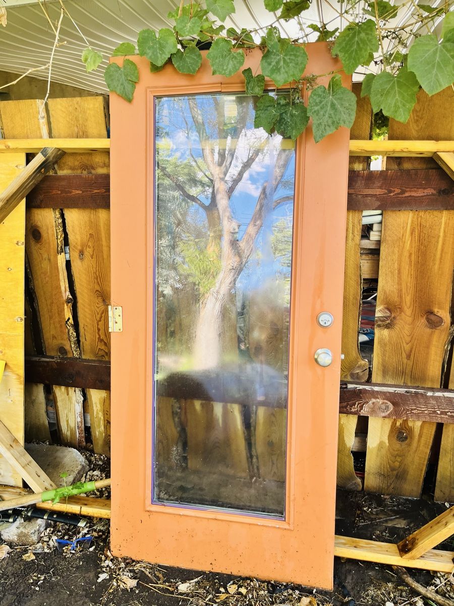 Used 36" x 80" Full-Light Entry Door w/ Hardware - Ideal for Shed/Greenhouse