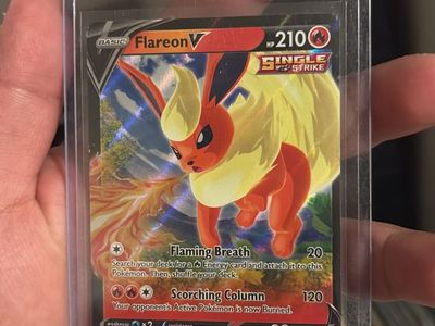 Pokemon Flareon V SWSH189 Single Strike Holo Rare Trading Card TCG Fire Type