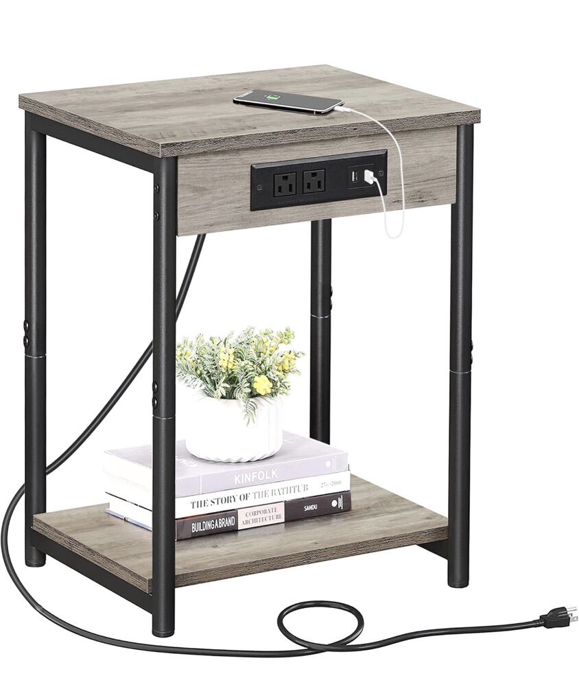 Side Table Set w/ Built-In Outlets (Set of 2)