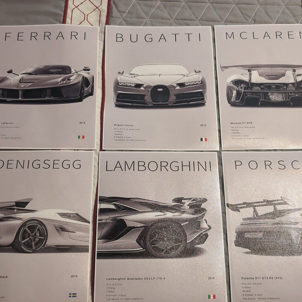 Car Poster Vintage Racing Car Art (Canvas)