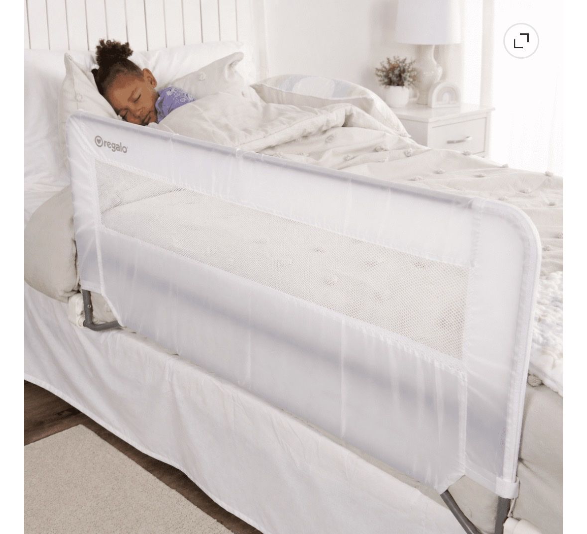 Regalo Swing Down Bed Rail Guard - White, 43x20in - Child Safe, No Tools Needed - New!