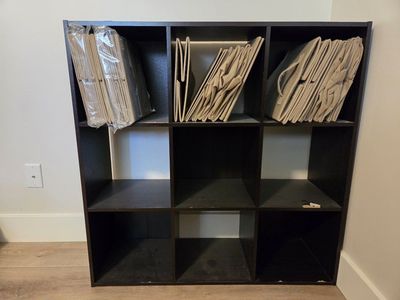 Unbranded 9-Cube Storage Shelf Organizer with 6 Khaki Fabric Bins