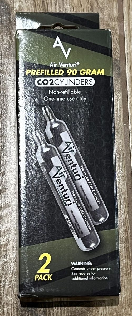 Air Venturi 90 Gram Prefilled CO2 Cylinders - 2 Pack, High-Grade, Non-Refillable