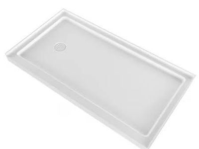 KFFKFF 60x30 White Acrylic Shower Pan with Left Drain & Anti-Slip Surface