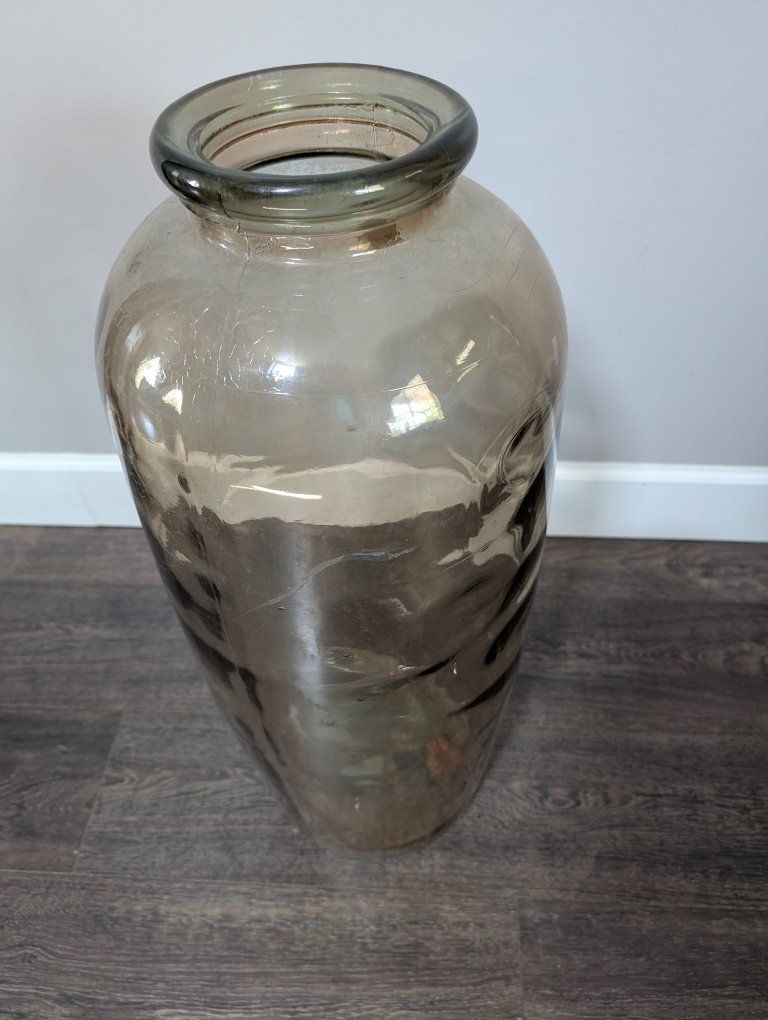 Large Glass Floor Vase 28.25" Tall