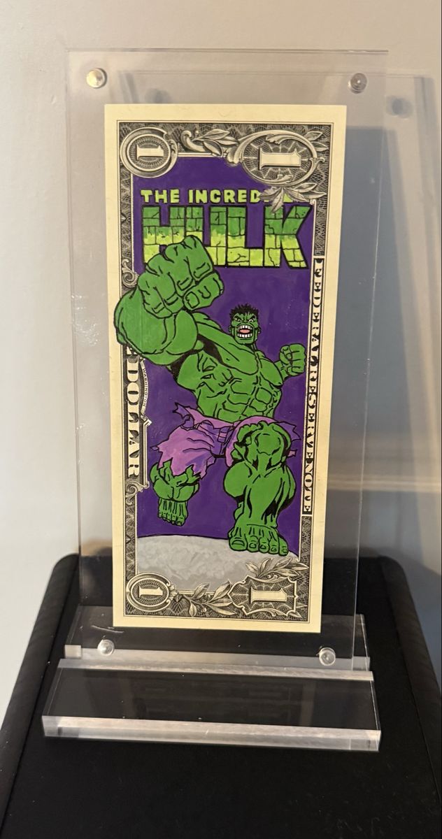 Custom Incredble Hulk art in Acrylic Display Stand