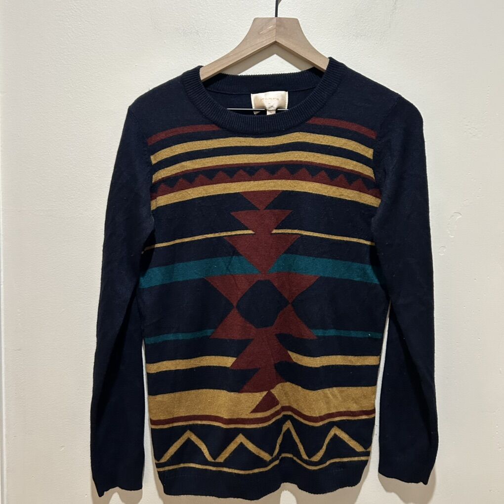 Skies Are Blue Navy Blue Aztec Sweater Size Medium