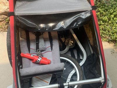 Thule Chariot Cougar 2 - Double Child Stroller/Bike Trailer - Red/Gray All-Terrain Jogger Kit