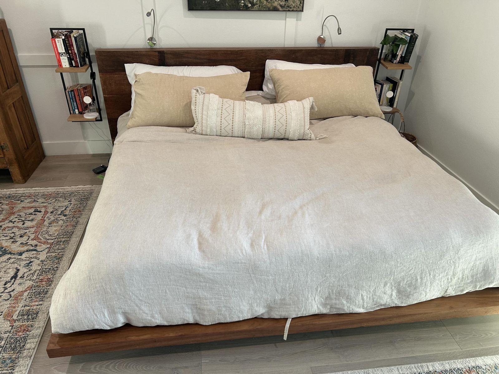 Crate & Barrel barnwood KING platform bed frame - MSRP $3500